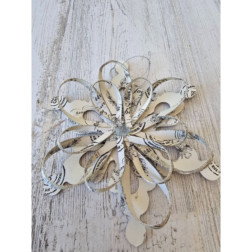 Paper‎ shabby chic snowflake ornament cut out Xmas tree ivory